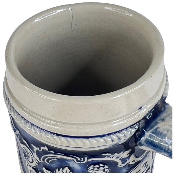 Vintage Alt Grenzau Beer Stein Pottery Cobalt Blue Salt Glaze Made West Germany - Picture 12 of 12